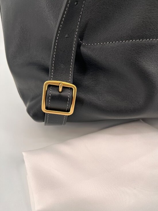 Coach Crosby Leather Backpack Black Drawstring Flap Gold Logo Snap Pockets main image 9